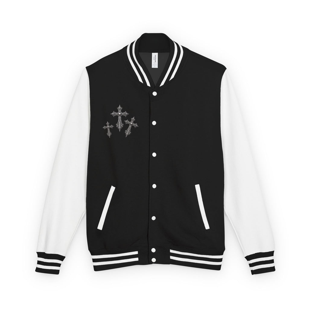 Letterman Jacket — Gothic Cross Emblem Varsity Jacket