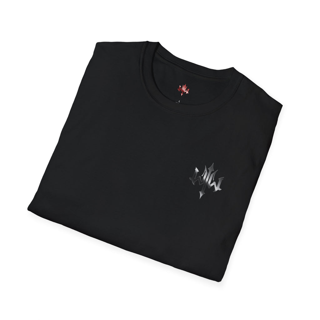 The World Is Withered T-Shirt - Minimal Chest Logo, Gothic Script Back Print